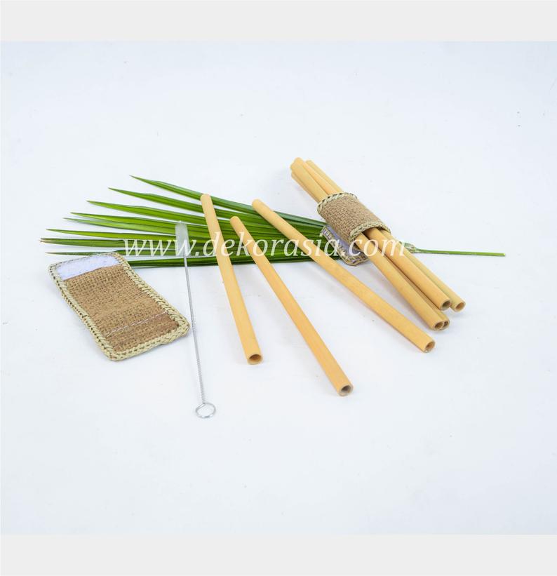 Bamboo Straw Set with Bamboo Napkin Ring Type B | Drinkware | Free Shipping
